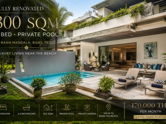 3 bedroom condo for rent in Bang Tao at Baan Mandala with private pool