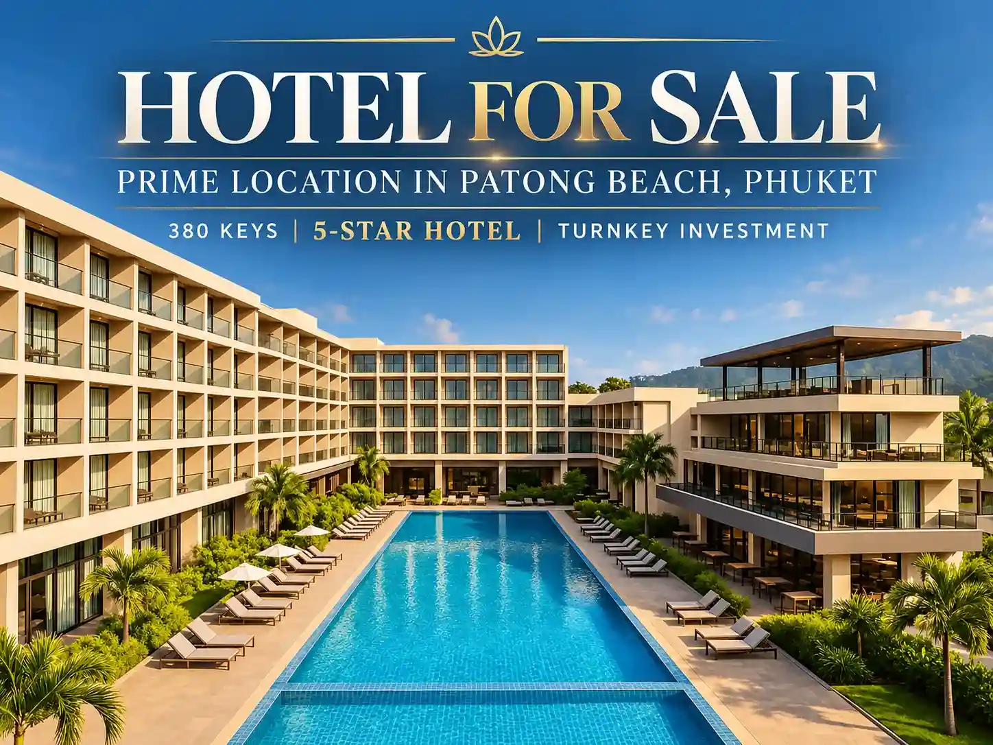 5-star hotel for sale in Patong Phuket featuring a luxury resort complex with swimming pool and modern architecture
