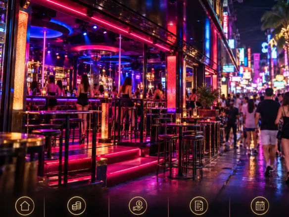 Bangla Road go-go bar for sale in Patong Phuket – promotional illustration of a nightlife venue Copier